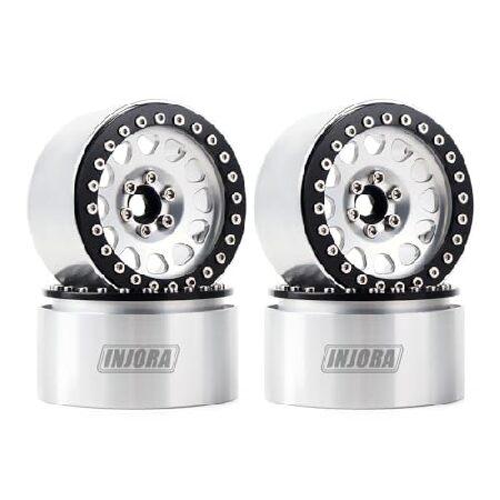 INJORARCホイールリム4pcs 2.2inchメタルビードロックホイールハブために1:10 R...