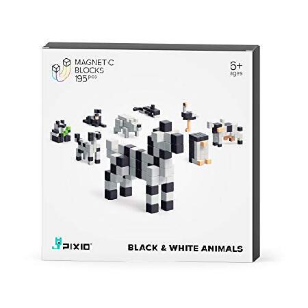 PIXIO Magnetic Cubes - Black ＆ White Animals - Mag...