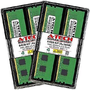 A-Tech 64GB キット (4x16GB) RAM HP ProLiant DL360 G11 DL365 G11 | DDR5 4800MHz PC5-38400 EC8 RDIMM 1Rx8 ECC 登録サーバーメモリ アップグレード