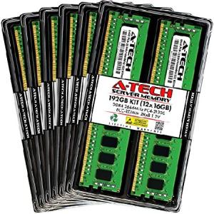エーテック A-Tech 192GB キット (12x16GB) RAM Supermicro SuperWorkstation 5049A-T用 | DDR4 2666MHz PC4-21300 ECC RDIMM 2Rx8 登録サーバーメモリアップグ