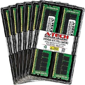 A-Tech 192GB キット (12x16GB) RAM Supermicro SuperWorkstation 5049A-T用 | DDR4 2666MHz PC4-21300 ECC RDIMM 2Rx4 登録サーバーメモリアップグレード