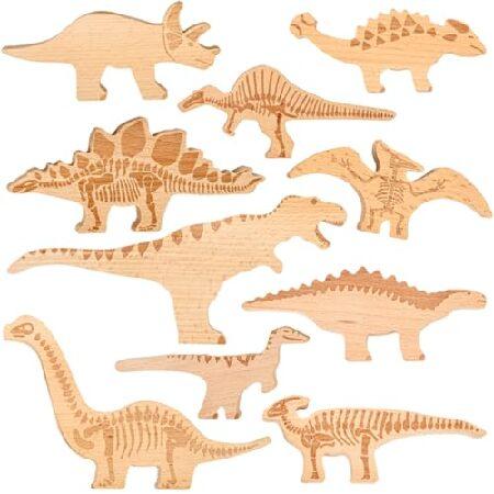 TickiT Wooden Dinosaur Blocks | Set of 10 | Ages 1...