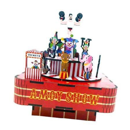DIY 3D Wooden Circus Troupe Music Box Miniature Mo...