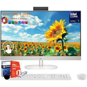 HP オールインワン デスクトップコンピューター 27インチ タッチスクリーン、Intel 12-core Ultra 7 155U (最大4.8GHz)、64GB DDR5、1TB SSD FHD、Wi-Fi 6、Wind