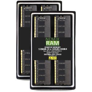 128GB 4X32GB DDR4 2933MHz PC4-23400 2Rx8 1.2V CL21 288ピン ノンECCアンバッファード UDIMM NEMIX RAM デスクトップPCメモリキット