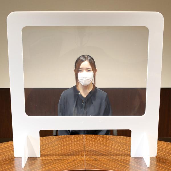 飛沫防止　パーテーション　卓上パネル　デスク　【窓付き】DX ロゴ・文字入れ・色替え可能