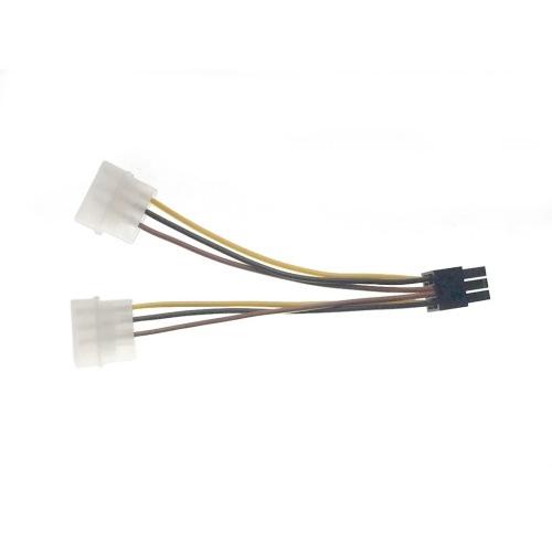 マザーボード用 内部配線 電源変換分岐ケーブル 電源6ピン to ペリフェラル4ピン（オス）2分岐