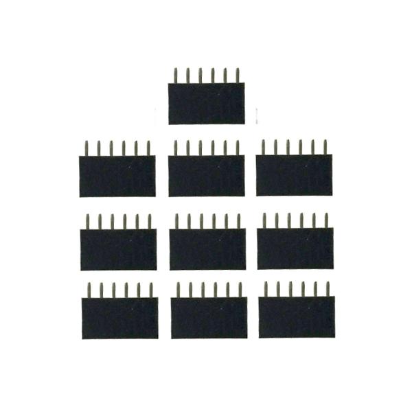 ピンヘッダー ソケット 10個セット （6ピン） 1列 角ピン 2.54mmピッチ