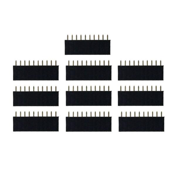 ピンヘッダー ソケット 10個セット （10ピン） 1列 角ピン 2.54mmピッチ