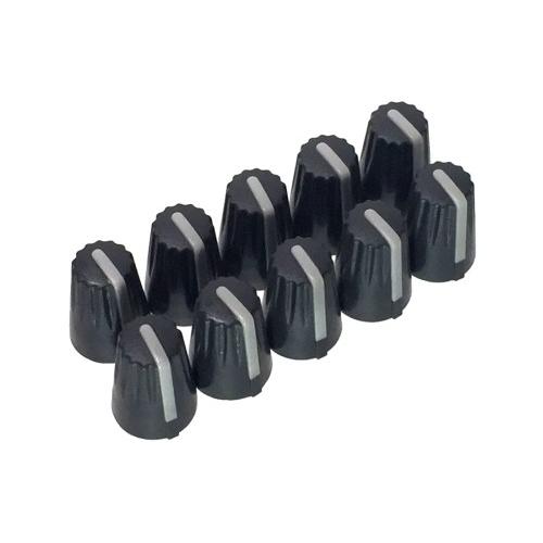 ミキサー ボリューム用 ツマミ D型6mm軸用 目盛角度180度 直径14mm 10個セット （ブラ...