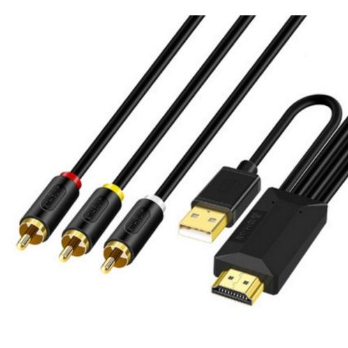 HDMI to RCA 変換ケーブル 長さ2m コンポジット映像信号+ステレオ音声信号 USBバスパ...