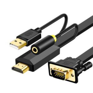 HDMI to VGA 変換ケーブル D-Sub15ピン（オス）+ステレオ音声信号（ステレオ・ミニプラグ（メス）） USBバスパワー電源駆動 旧型モニタの有効活用に｜techspace