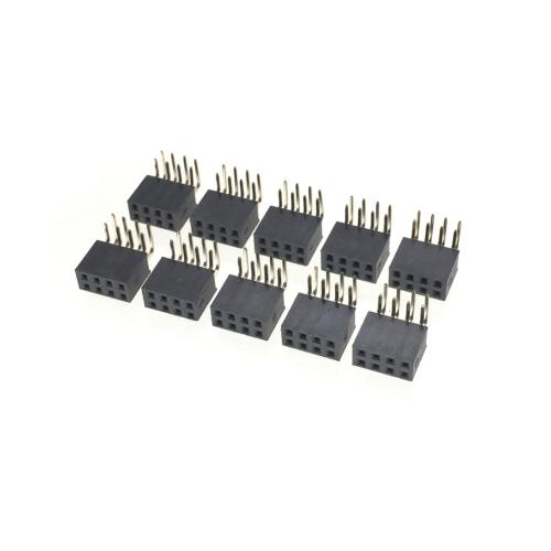ピンヘッダー ソケット 10個セット （8極 2x4ピン） 2列 角ピン ライトアングル 2.54m...