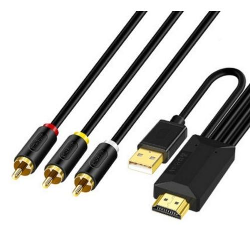HDMI to RCA 変換ケーブル 長さ3m コンポジット映像信号+ステレオ音声信号 USBバスパ...
