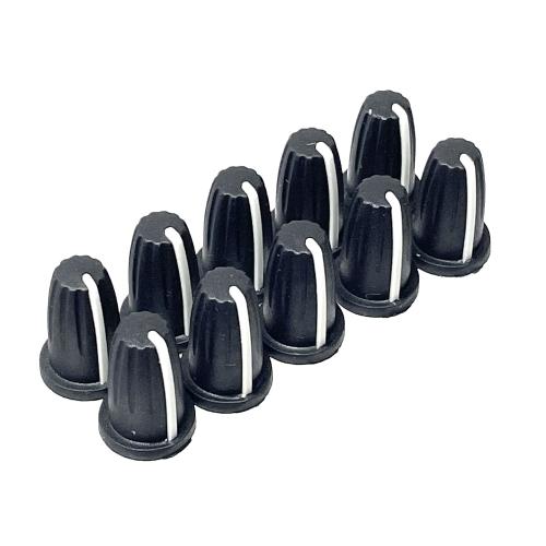 ミキサー ボリューム用 ツマミ D型6mm軸用 目盛角度180度 直径13mm 硬質ゴム製 10個セ...