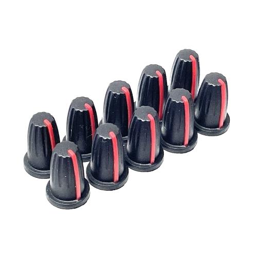 ミキサー ボリューム用 ツマミ D型6mm軸用 目盛角度180度 直径13mm 硬質ゴム製 10個セ...