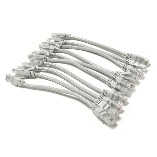 LANケーブル (10本セット) CAT6対応 短尺 (長さ20cm) (グレー)