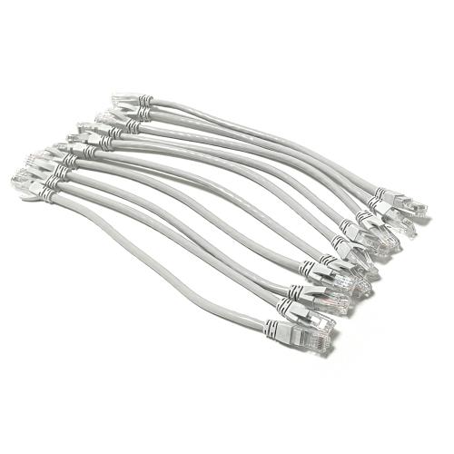 LANケーブル (10本セット) CAT6対応 短尺 (長さ30cm) (グレー)