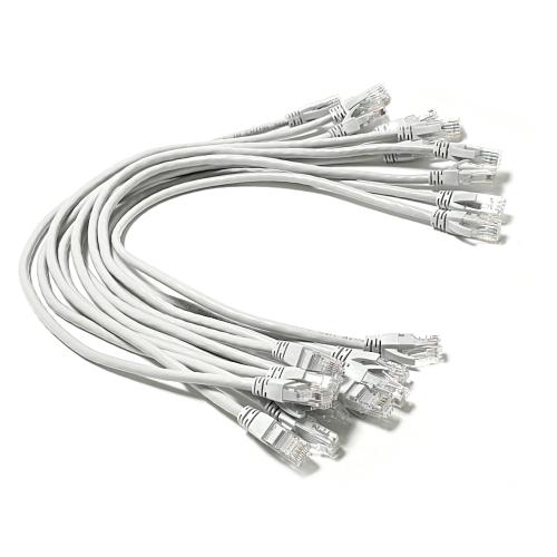 LANケーブル (10本セット) CAT6対応 短尺 (長さ50cm) (グレー)