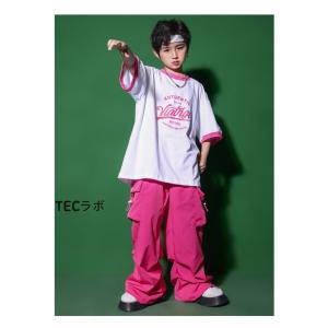ピンク ベスト キッズ ダンス衣装 ヒップホッ...の詳細画像5