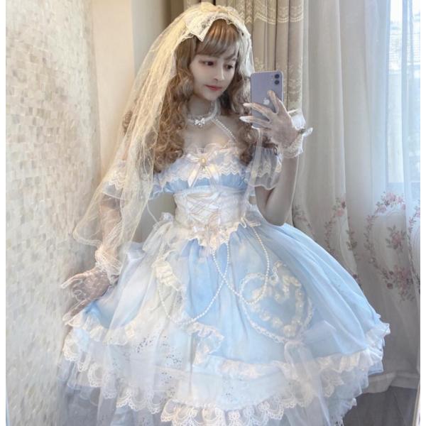 ロリータ ワンピース Lolita ロリッタ服 ロリータドレス ホルター?ストラップ?ネック ミモレ...