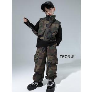 カーキグリーン キッズ ダンス衣装 セットアッ...の詳細画像3