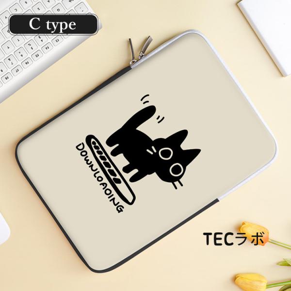 ipadケース タブレットケース パソコンケース キャラクター かわいい バッグ 黒猫 12インチ ...