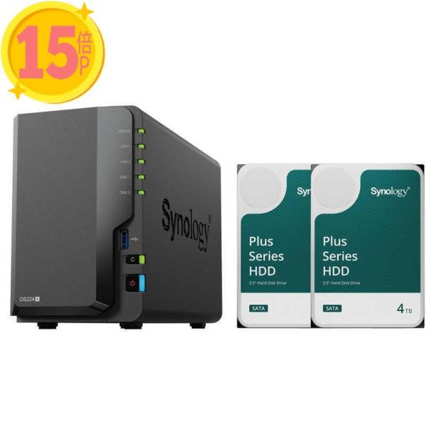 SYNOLOGY DiskStation DS224+ 初心者ガイド付+HAT3300-4TB 2個...