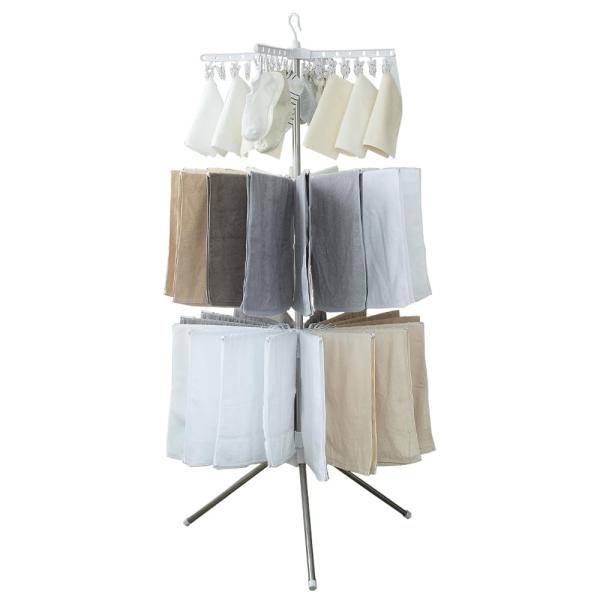 アイリスオーヤマ 高さ調節ができてピンチハンガーとしても使用可能なパラソル洗濯物干し 3段 直径約8...