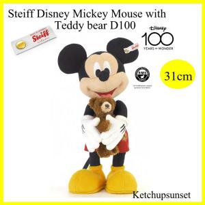 シュタイフ テディベア Steiff Mickey Mouse with Teddy Bear D100   ミッキーマウス ウィズ テディベア  ディズニー 100周年 ぬいぐるみ｜teddy