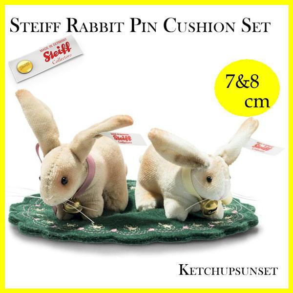 テディベア シュタイフ ラビット　ピンクッション　セット　Steiff Rabbit Pin Cus...