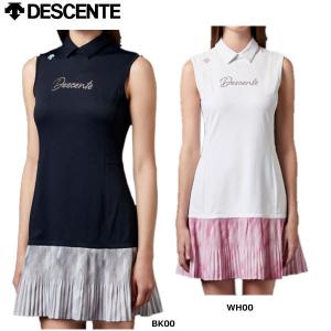 DESCENTE GOLF デサントゴルフ ノースリーブワンピース 黒 肩ロゴ