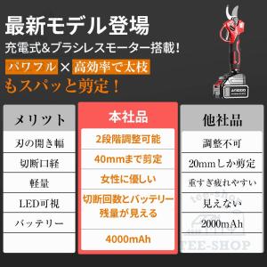 剪定ばさみ電動 充電式 切断直径40mm 電池...の詳細画像2
