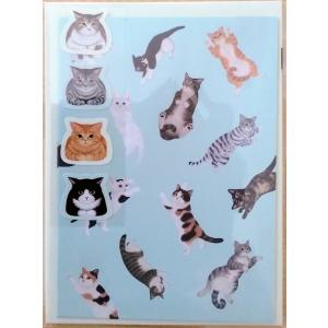 フェリシモ猫部 手紙セット ブルー ねこ