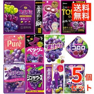 グレープグミ 5種 詰め合わせ ブドウ グミ 食べ比べ フェットチーネ ピュレグミ コロロ 果汁グミ さけるグミ ぶどう 個包装 まとめ買い