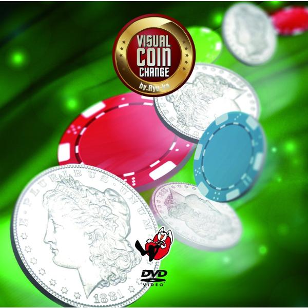 手品屋　ビジュアルコインチェンジ　By.RYU-KA＜＜空の手からモルガンコインが3枚出現し、3色の...