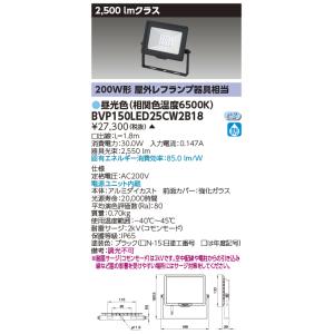 フィリップス BVP150LED25CW2B18 ＬＥＤ小形投光器昼光色・２００Ｖ用 ＬＥＤ小型投光...