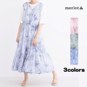 merlot メルロー タイダイ染め生地のノースリーブワンピース レディース フリーサイズ レーヨン タイダイ ワンピース ワンピ エスニック (メール便送料無料20)｜tekute