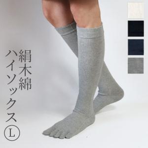 大法紡績 絹木綿靴下 ハイソックス 〔5本指〕 Lサイズ 〔24-26cm〕 全4色 【メール便可】｜tekuteku-net