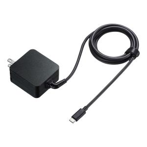 USB Power Delivery対応AC充電器(PD65W・TypeCケーブル一体型) SANWA SUPPLY (サンワサプライ) ACA-PD76BK｜telaffy
