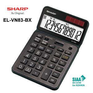 カラー デザイン電卓プレミアムモデル(抗菌仕様) ナイスサイズタイプ 12桁 ブラック系スタイリッシュブラック SHARP (シャープ) EL-VN83-BX｜telaffy