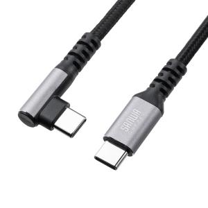 USB 2.0 Type-Cケーブル(C-C・片側L型コネクタ・60W・2m) SANWA SUPPLY (サンワサプライ) KU-CCP60L20TK｜telaffy