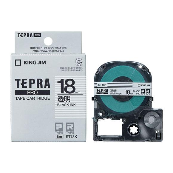 テプラPROテープカートリッジ 18mm 透明ラベル 黒文字 KING JIM (キングジム) ST...