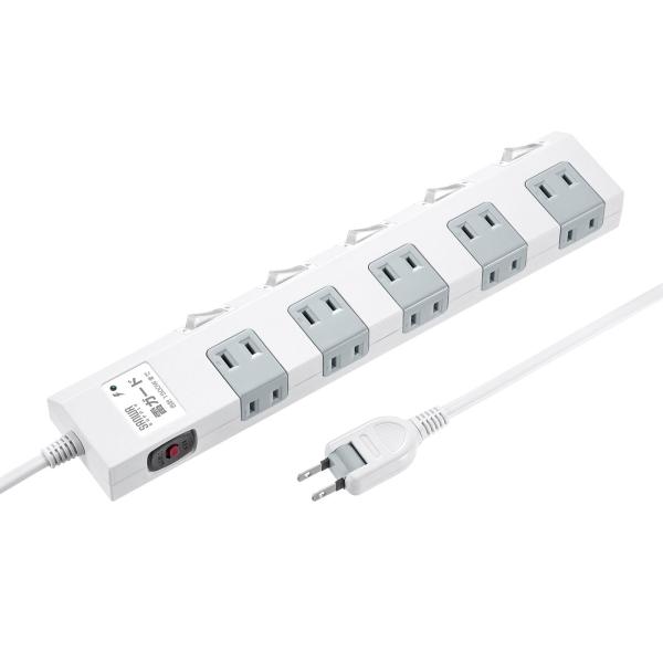 節電タップ(2P・10個口・3m・雷ガード・個別スイッチ＆ブレーカー付きスライド集中スイッチ) SA...