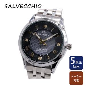 腕時計 メンズ サルベキオ SV-AM323-BK 5気圧防水 ソーラー腕時計 フルメタル 天然ダイヤ ムーブメント 充電 商品番号 2153｜telemarche28