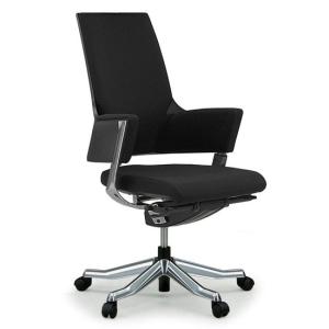 MerryFair DELPHI2 ファブリック ブラック ミドルバックモダンチェア オフィスチェア