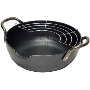 岩鋳（IWACHU） 天ぷら鍋 南部鉄器 平底27cm (天ぷら網付き) 日本製 IH