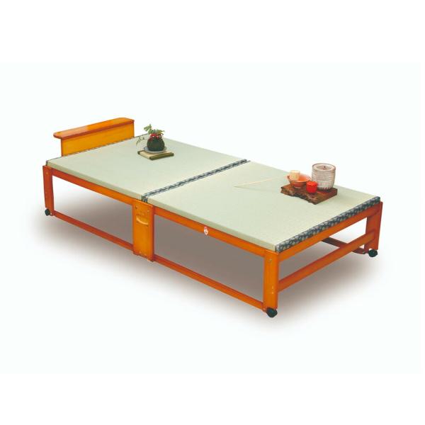 中居木工 折りたたみ 畳ベッド ハイタイプ ワイドシングル 棚付き ブラウン（NK-2769） / ...