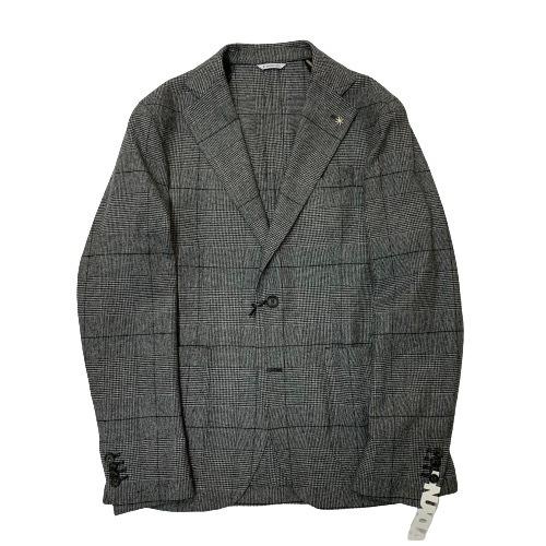 MANUEL RITZ｜メンズ　ウール・アクリルストレッチジャケット　グレー　グレンチェック　秋冬｜...