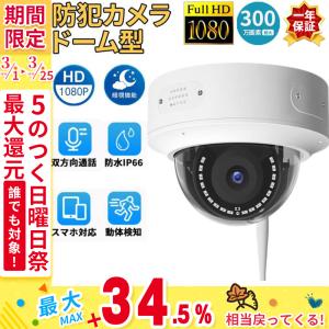 防犯カメラ ドーム型 ワイヤレス 300万画素 動体検知 双方向通話 暗視撮影 屋外 屋内 家庭用 防水 防塵 wifi 録画 工事不要 監視カメラ ネットワークカメラ